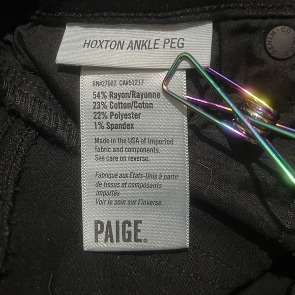 PAIGE Black Button Fly Hoxton Ankle Peg Jeans Size 27 Women’s - Picture 4 of 7